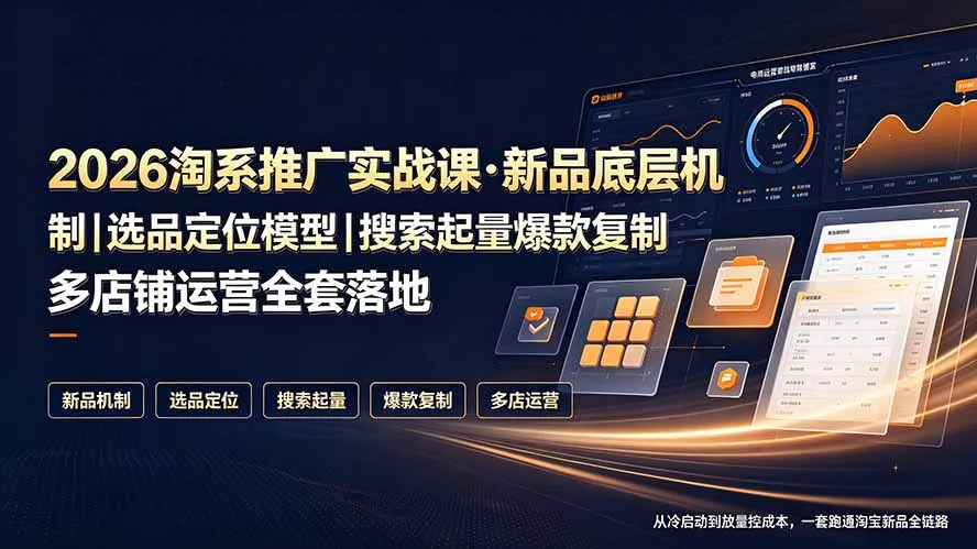2026淘系推广实战课·新品底层机制｜选品定位模型｜搜索起量爆款复制多店铺运营全套落地教程胖子网创胖子网创
