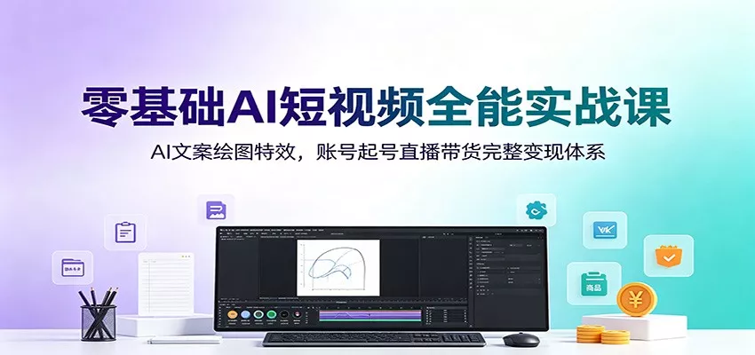 零基础AI短视频全能实战课：AI文案绘图特效，账号起号直播带货完整变现体系胖子网创胖子网创