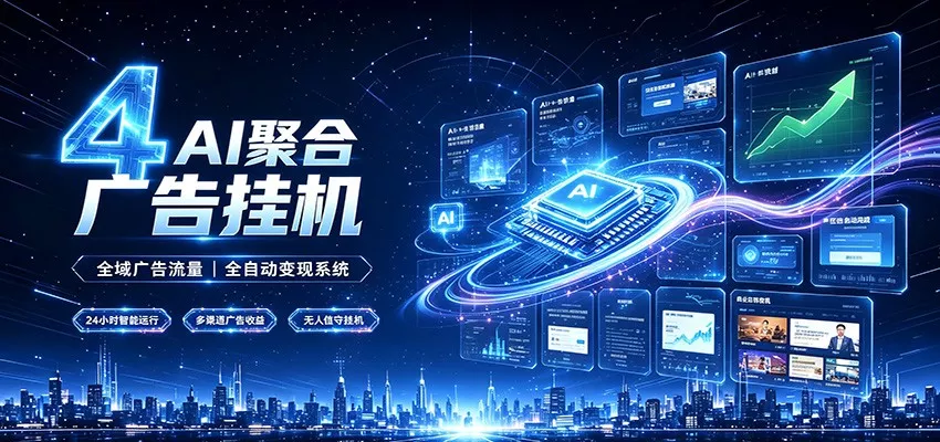 全域广告流量聚合，AI无人挂机稳赚佣金，打造长期稳定被动收入副业胖子网创胖子网创