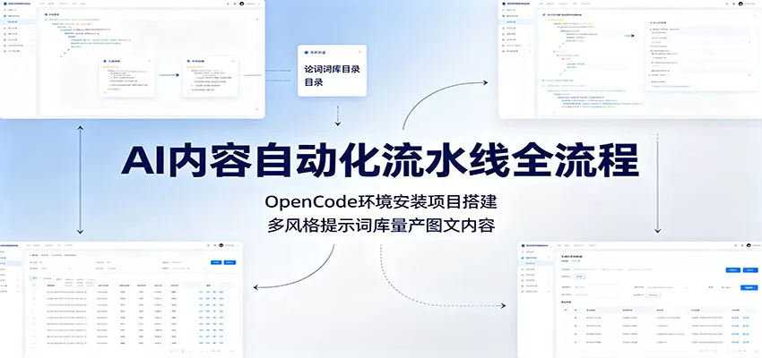 AI内容自动化流水线全流程：OpenCode环境安装项目搭建，多风格提示词库量产图文内容胖子网创胖子网创