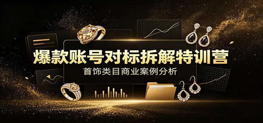 爆款账号对标拆解特训营：首饰类目商业案例分析，配套完整资料内容胖子网创胖子网创