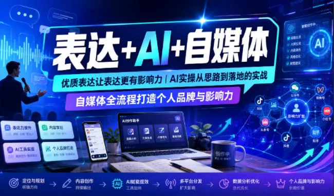 表达+AI+自媒体，优质表达让表达更有影响力|AI实操从思路到落地的实战|自媒体全流程打造个人品牌与影响力胖子网创胖子网创