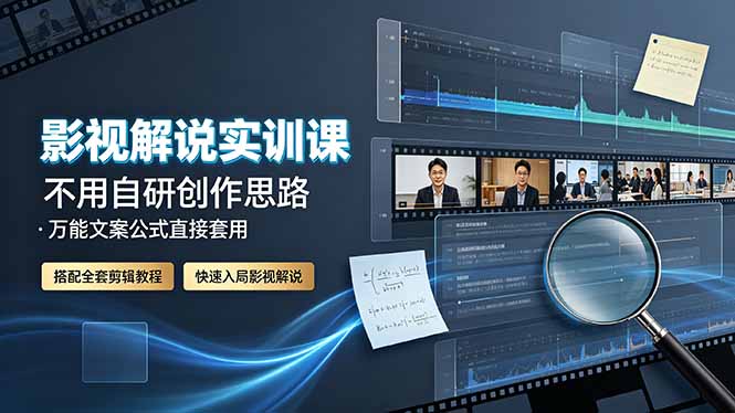 影视解说实训课：不用自研创作思路，万能文案公式直接套用，搭配全套剪辑教程，快速入局影视解说胖子网创胖子网创