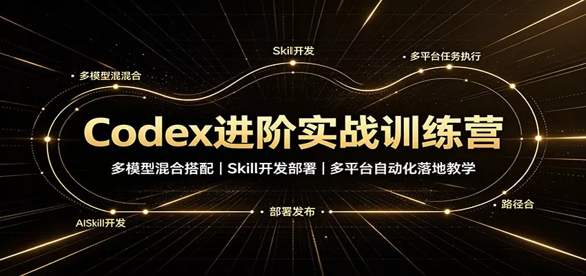 Codex进阶实战训练营：多模型混合搭配，Skill开发部署，多平台自动化落地教学胖子网创胖子网创