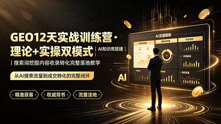 GEO12天实战训练营·理论+实操双模式|AI知识库搭建|搜索词挖掘内容收录转化完整落地教学 GEO12天实战训练营·理论+实操双模式|AI知识库搭建|搜索词挖掘内容收录转化完整落地教学