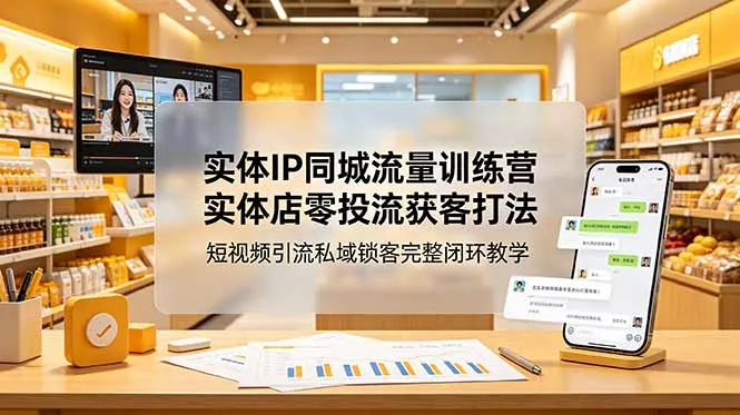 实体IP同城流量训练营：实体店零投流获客打法，短视频引流私域锁客完整闭环教学胖子网创胖子网创