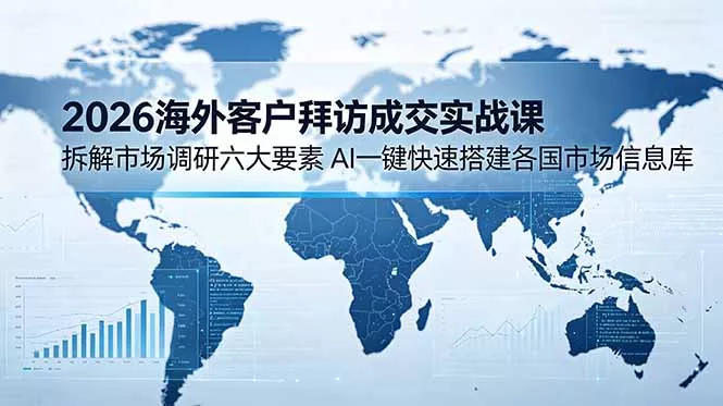 2026海外客户拜访成交实战课：拆解市场调研六大要素，AI一键快速搭建各国市场信息库胖子网创胖子网创