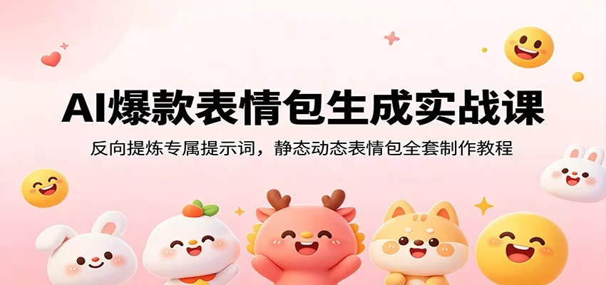 AI爆款表情包生成实战课：反向提炼专属提示词，静态动态表情包全套制作教程胖子网创胖子网创