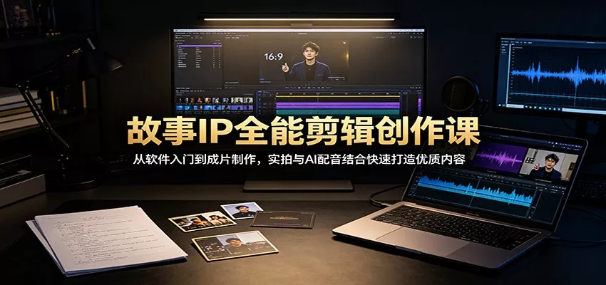 故事IP全能剪辑创作课：从软件入门到成片制作，实拍与AI配音结合快速打造优质内容胖子网创胖子网创