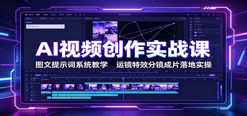 AI视频创作实战课：图文提示词系统教学，运镜特效分镜成片落地实操胖子网创胖子网创