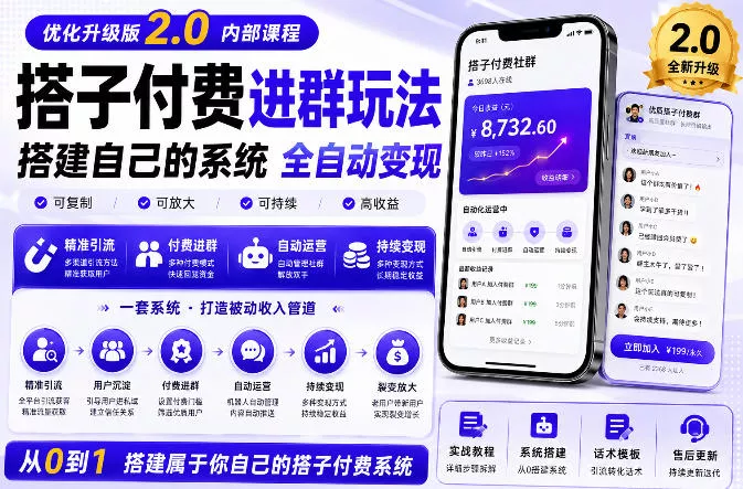搭建群系统实战项目玩法，搭建整套付费进群系统，实现全天被动收益胖子网创胖子网创