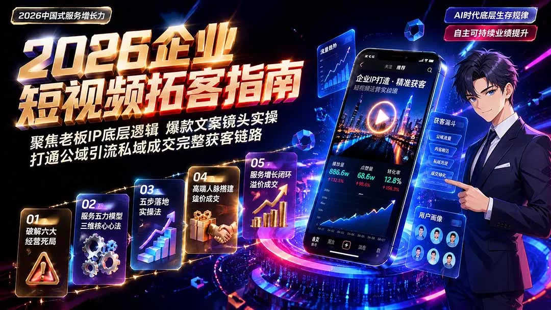 2026AI时代服务增长力实战课-无水印｜五力模型三维心法教学，破解门店客源流失低价内卷实现长效业绩增长胖子网创胖子网创