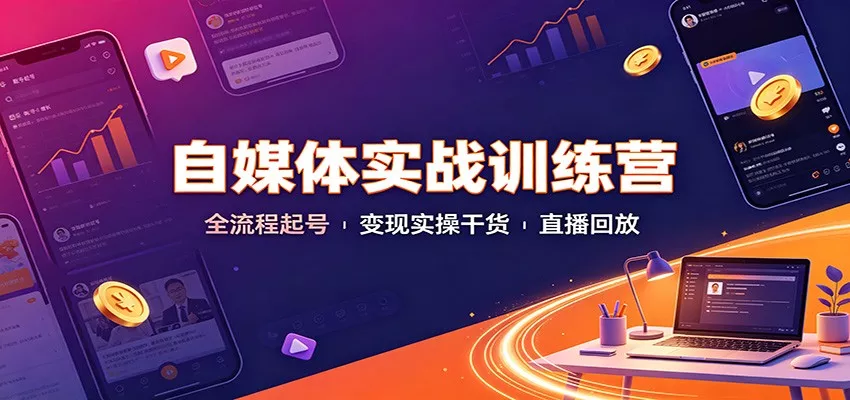自媒体实战训练营：全流程起号变现实操干货直播回放胖子网创胖子网创