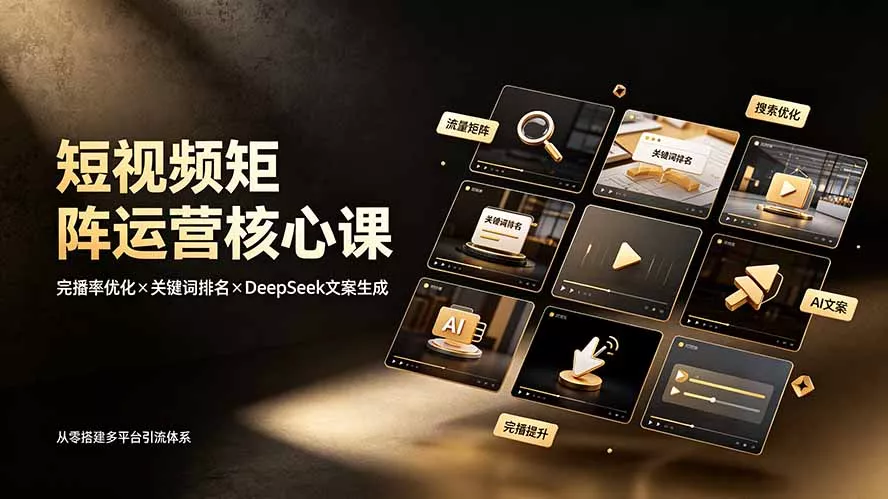 短视频矩阵运营核心课:完播率优化×关键词排名×DeepSeek文案生成,从零搭建多平台引流体系 短视频矩阵运营核心课:完播率优化×关键词排名×DeepSeek文案生成,从零搭建多平台引流体系