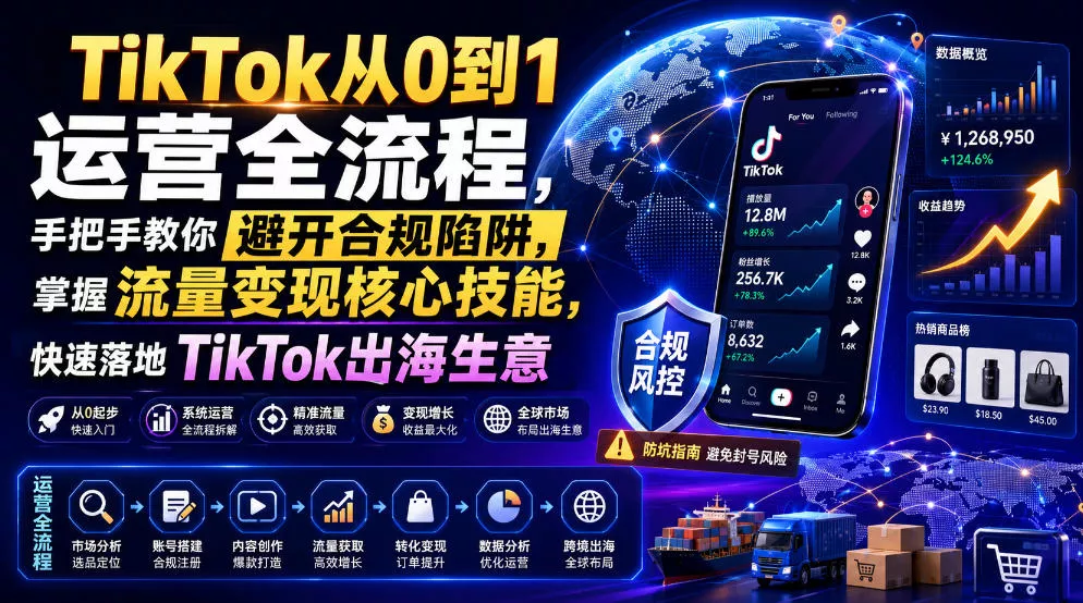 TikTok从0到1运营全流程,手把手教你避开合规陷阱,掌握流量变现核心技能,快速落地TikTok出海生意(更新7月) TikTok从0到1运营全流程,手把手教你避开合规陷阱,掌握流量变现核心技能,快速落地TikTok出海生意(更新7月)
