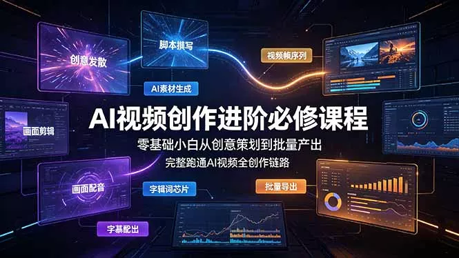 AI视频创作进阶必修课程：零基础小白从创意策划到批量产出，完整跑通AI视频全创作链路胖子网创胖子网创