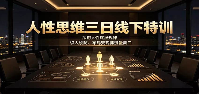 人性思维三日线下特训：深挖人性底层规律，识人设防、布局变现抓流量风口胖子网创胖子网创