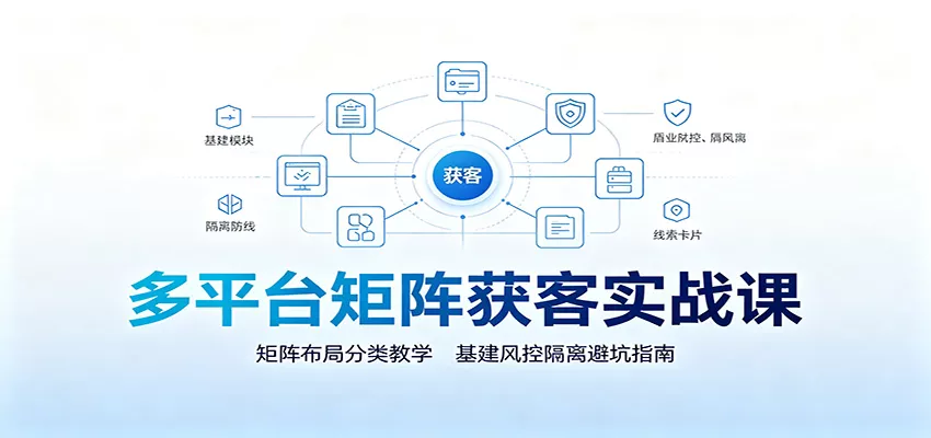 多平台矩阵获客实战课：矩阵布局分类教学，基建风控隔离避坑指南胖子网创胖子网创