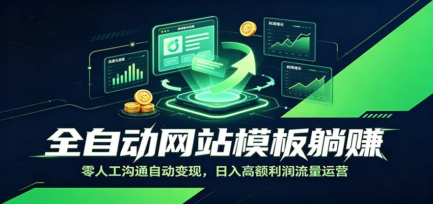 全自动网站模板躺赚：零人工沟通自动变现，日入高额利润流量运营胖子网创胖子网创