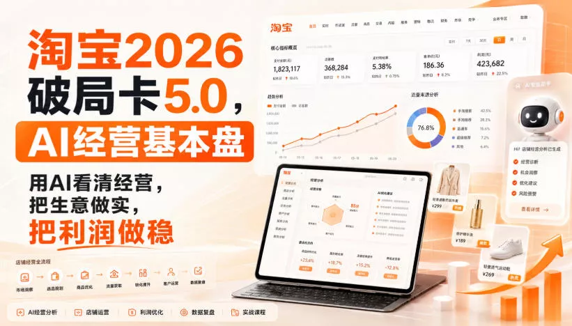 智篆商业-淘宝2026破局卡5.0，AI经营基本盘，用AI看清经营，把生意做实，把利润做稳胖子网创胖子网创