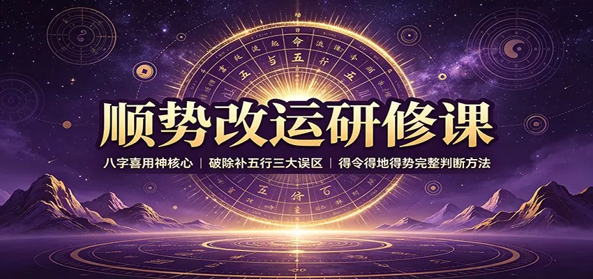 顺势改运研修课：八字喜用神核心，破除补五行三大误区，得令得地得势完整判断方法胖子网创胖子网创