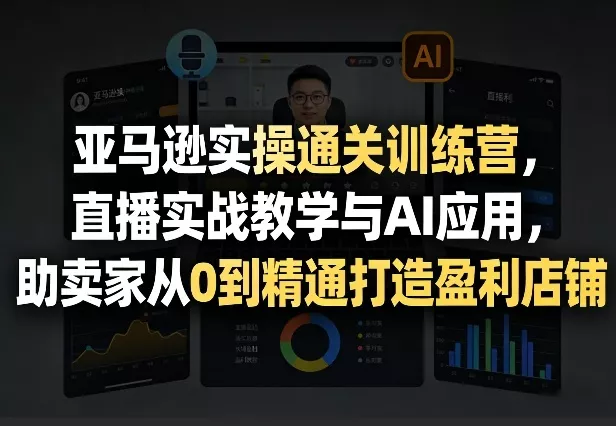 亚马逊实操通关训练营，直播实战教学与AI应用，助卖家从0到精通打造盈利店铺(更新8月17日)胖子网创胖子网创