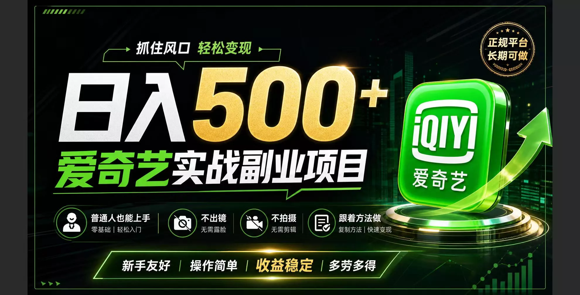 普通人必做的爱奇艺赛道变现!稳定日500+,翻身的机会真来了!抓住风口！胖子网创胖子网创