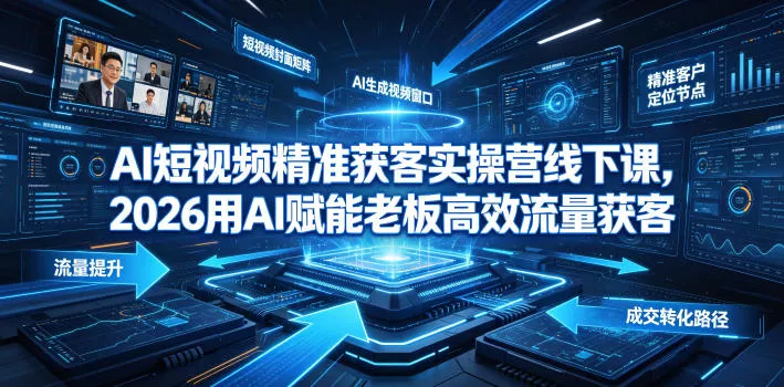 AI短视频精准获客实操营6月10-14号线下课，2026用AI赋能老板高效流量获客胖子网创胖子网创