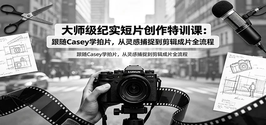 大师级纪实短片创作特训课：跟随Casey学拍片，从灵感捕捉到剪辑成片全流程胖子网创胖子网创
