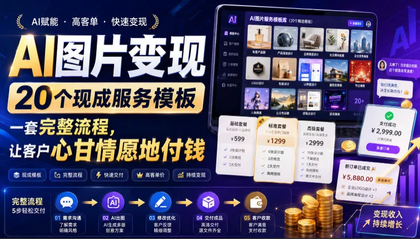 AI图片变现,20个现成服务模板,一套完整流程,让客户心甘情愿地付钱【原创双语字幕】 AI图片变现,20个现成服务模板,一套完整流程,让客户心甘情愿地付钱【原创双语字幕】