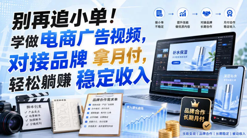 别再追小单！学做电商广告视频，对接品牌拿月付，轻松躺賺稳定收入【原创双语字幕】胖子网创胖子网创