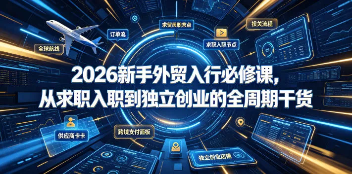 2026新手外贸入行必修课，从求职入职到独立创业的全周期干货胖子网创胖子网创
