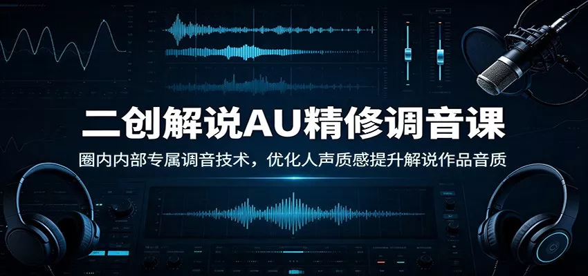 二创解说AU精修调音课：圈内内部专属调音技术，优化人声质感提升解说作品音质胖子网创胖子网创