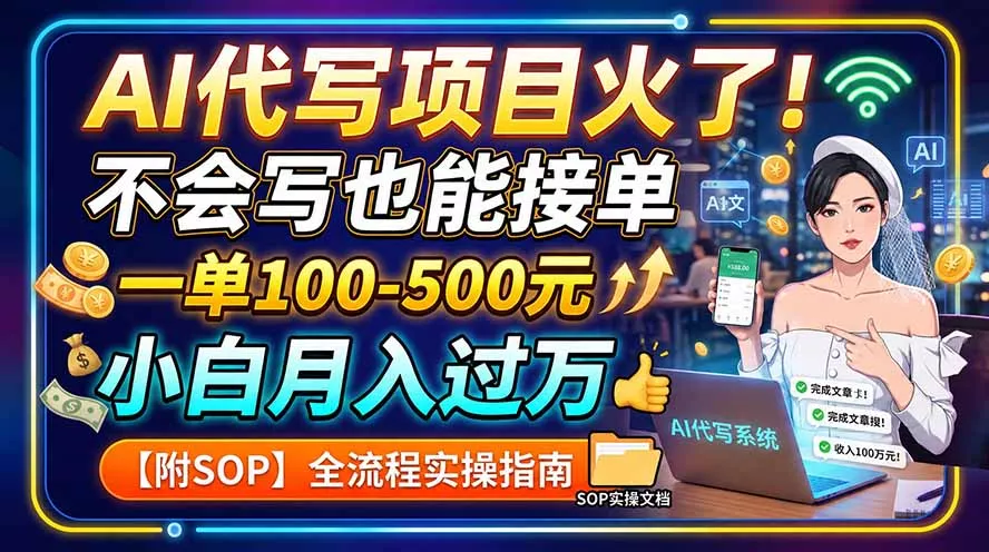 AI代写项目火了！不会写也能接单，一单100-500元，小白月入过万【附SOP】胖子网创胖子网创