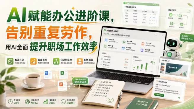 AI赋能办公进阶课，告别重复劳作，用AI全面提升职场工作效率胖子网创胖子网创