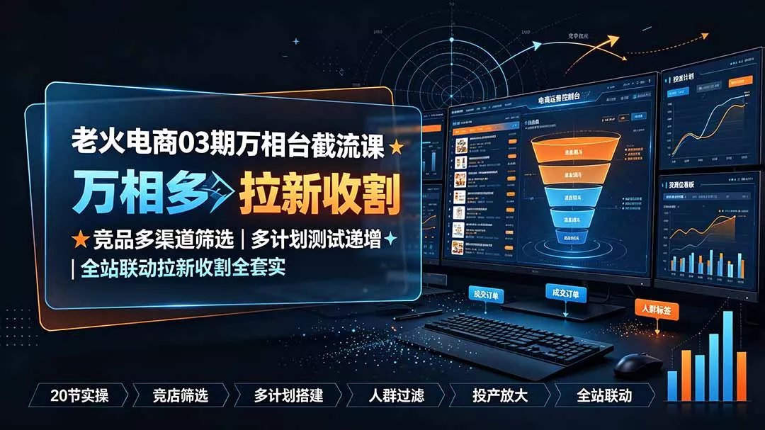 老火电商03期万相台截流课:竞品多渠道筛选|多计划测试递增|全站联动拉新收割全套实操教学 老火电商03期万相台截流课:竞品多渠道筛选|多计划测试递增|全站联动拉新收割全套实操教学