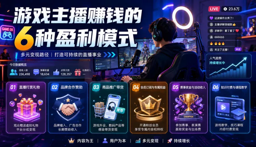 付费文章：游戏主播賺钱的6种盈利模式胖子网创胖子网创