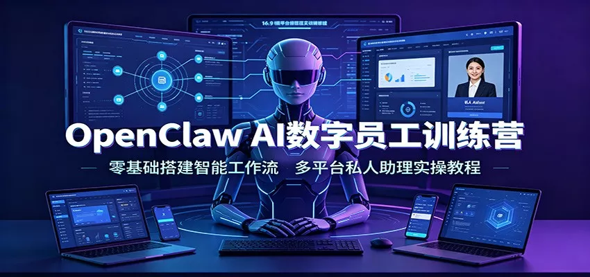 OpenClaw AI数字员工训练营：零基础搭建智能工作流，多平台私人助理实操教程胖子网创胖子网创