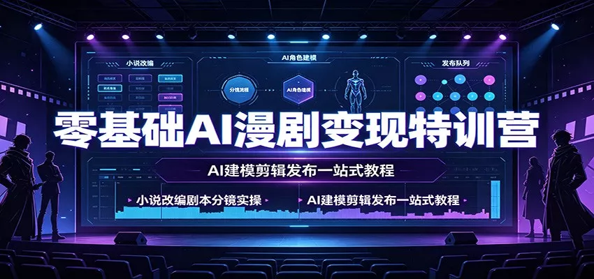 零基础AI漫剧变现特训营：小说改编剧本分镜实操，AI建模剪辑发布一站式教程胖子网创胖子网创