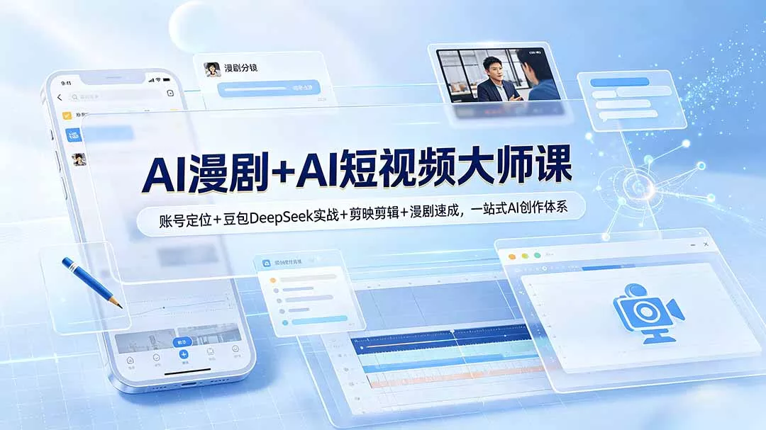 AI漫剧+AI短视频大师课：账号定位+豆包DeepSeek实战+剪映剪辑+漫剧速成，一站式AI创作体系胖子网创胖子网创