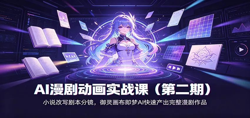 AI漫剧动画实战课(第二期)：小说改写剧本分镜，御灵画布即梦AI快速产出完整漫剧作品胖子网创胖子网创