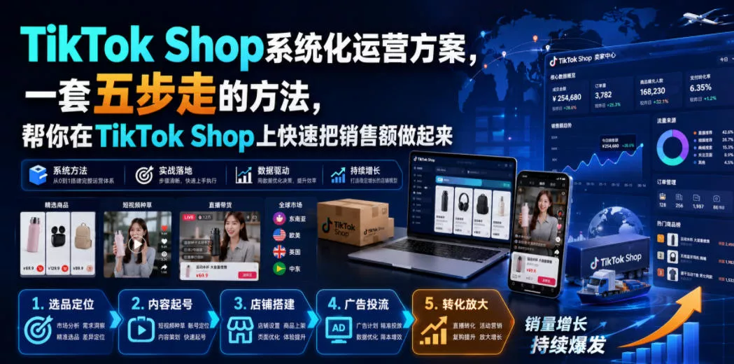 TikTok Shop系统化运营方案，一套五步走的方法，帮你在TikTok Shop上快速把销售额做起来【原创双语字幕】胖子网创胖子网创