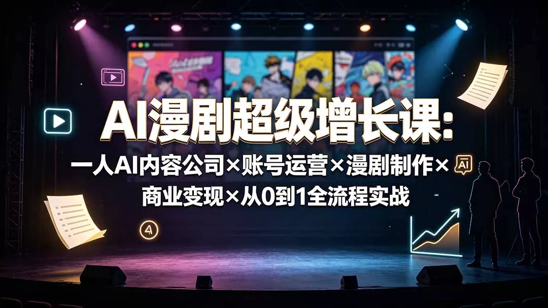 AI漫剧超级增长课：一人AI内容公司×账号运营×漫剧制作×商业变现×从0到1全流程实战胖子网创胖子网创