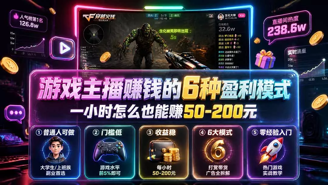 付费文章:游戏主播赚钱的6种盈利模式,一小时怎么也能赚50-200元 付费文章:游戏主播赚钱的6种盈利模式,一小时怎么也能赚50-200元