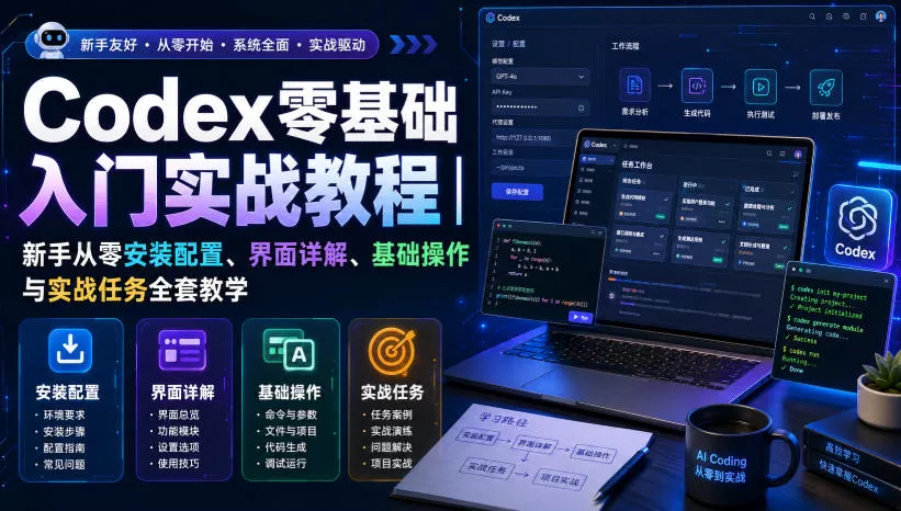 Codex零基础入门实战教程｜新手从零安装配置、界面详解、基础操作与实战任务全套教学胖子网创胖子网创