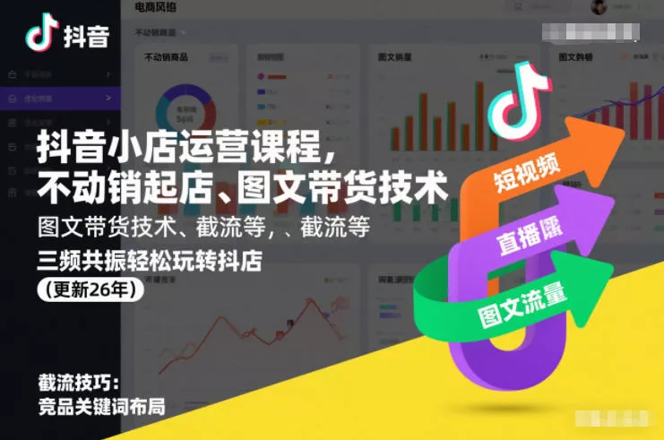抖音小店运营课程，不动销起店、图文带货技术、截流等，三频共振轻松玩转抖店(更新260815)胖子网创胖子网创