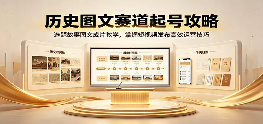 历史图文赛道起号攻略：选题故事图文成片教学，掌握短视频发布高效运营技巧胖子网创胖子网创