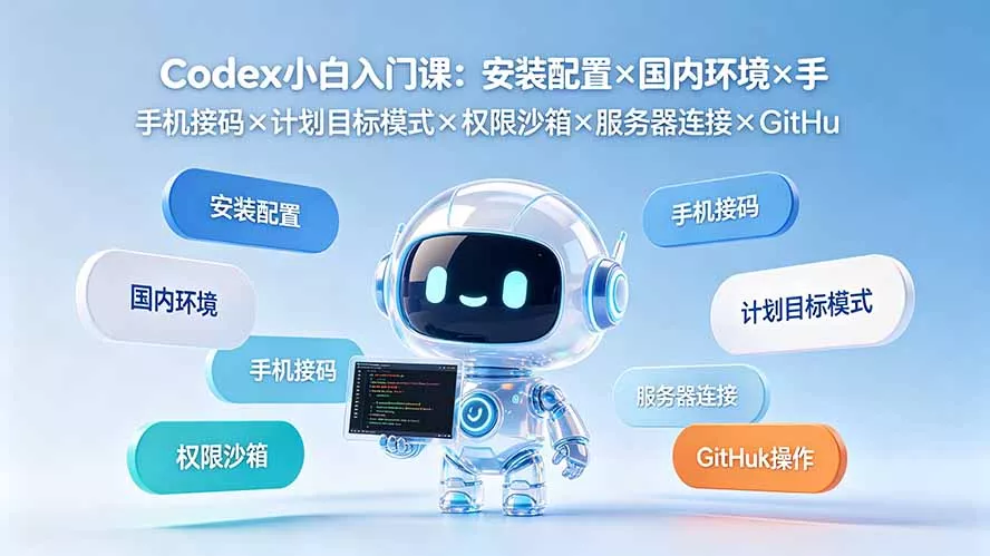 Codex小白入门课:安装配置×国内环境×手机接码×计划目标模式×权限沙箱×服务器连接×GitHub操作 Codex小白入门课:安装配置×国内环境×手机接码×计划目标模式×权限沙箱×服务器连接×GitHub操作