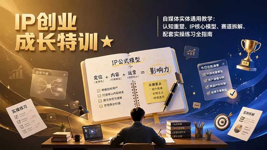 IP创业成长特训★自媒体实体通用教学:认知重塑、IP核心模型、赛道拆解、配套实操练习全指南 IP创业成长特训★自媒体实体通用教学:认知重塑、IP核心模型、赛道拆解、配套实操练习全指南