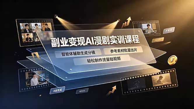 副业变现AI漫剧实训课程，智能体辅助生成分镜，参考素材批量出片，轻松制作流量短视频胖子网创胖子网创
